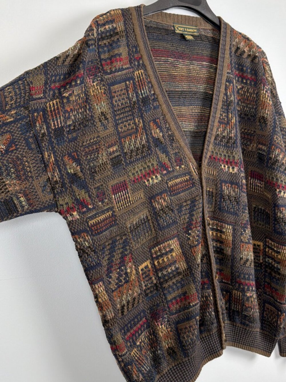 Vintage Croft & Barrow Cardigan Mens L Brown Eclectic Grandpa Academia Oversized - Picture 2 of 7